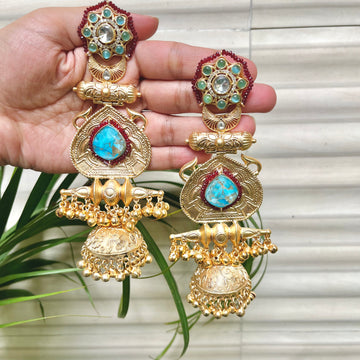Amisha Jhumka-Turquoise
