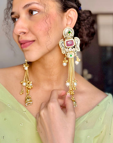 Siya Kashmiri Earrings-Pink