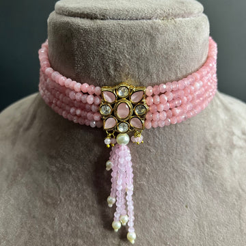 PINK TYAANI INSPIRED CHOKER WITH EARRINGS