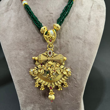 Gold Plated Shahi Pendant With Earrings