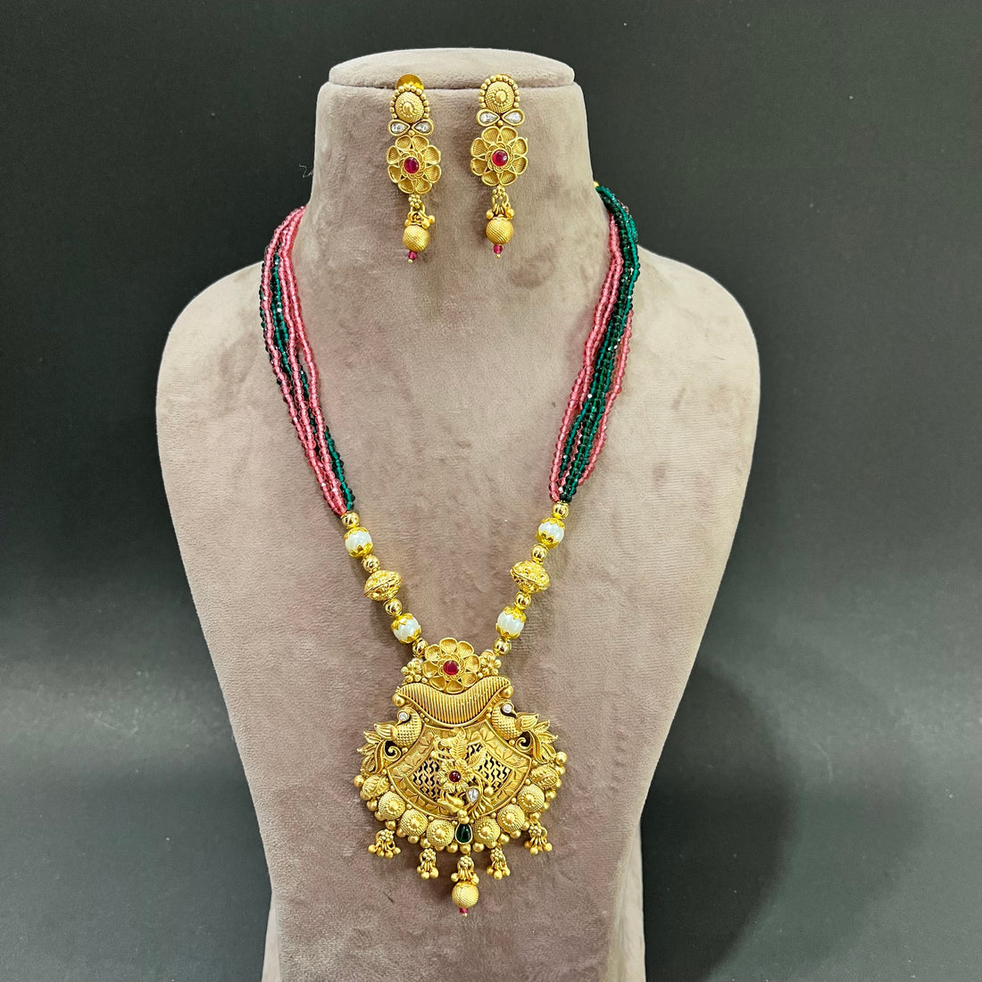 Gold Plated Pendant With Earrings