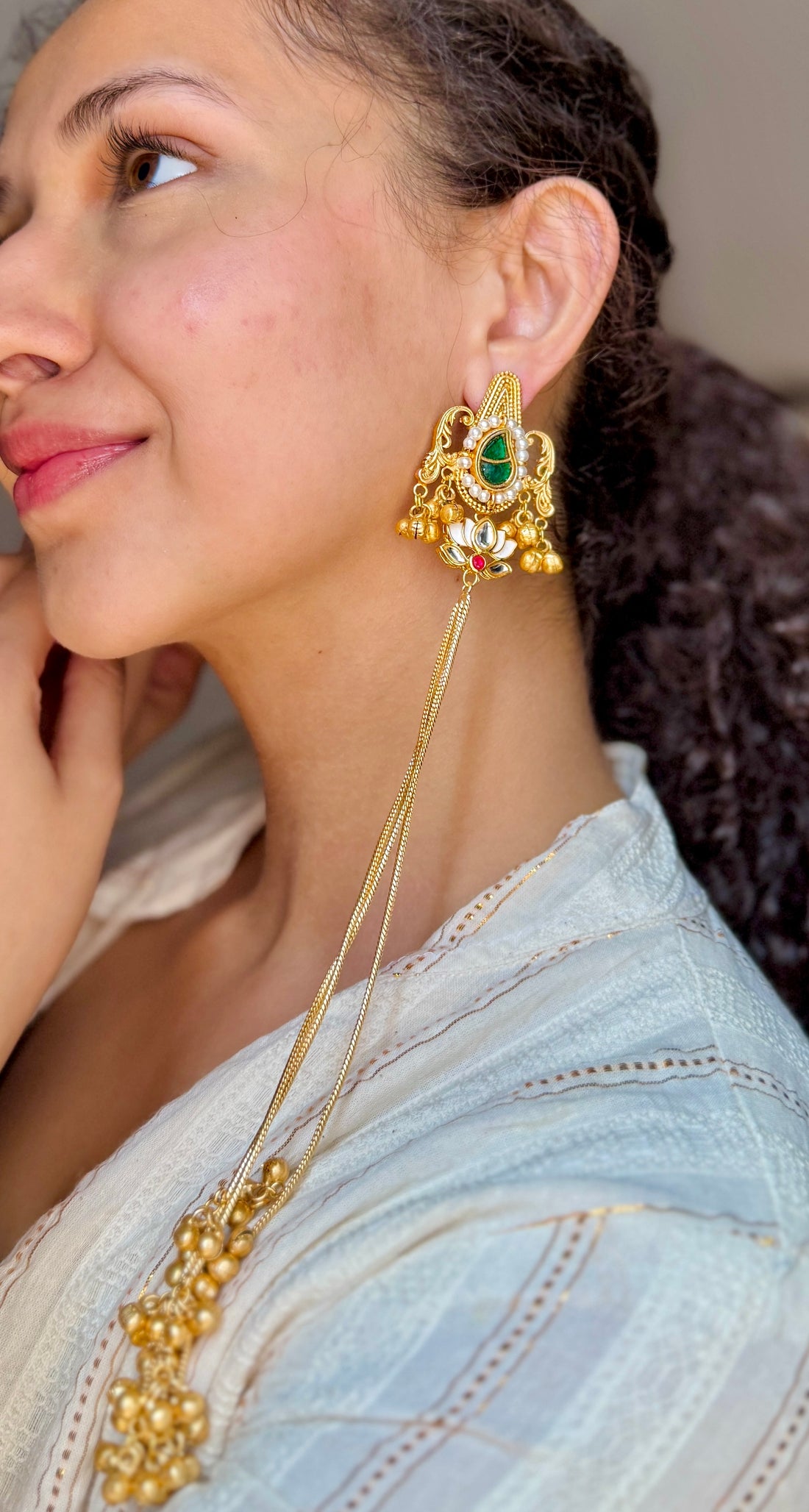 Zeenat Kashmiri Earrings- Emerald