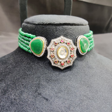 MYRAA KUNDAN GREEN  NECKLACE