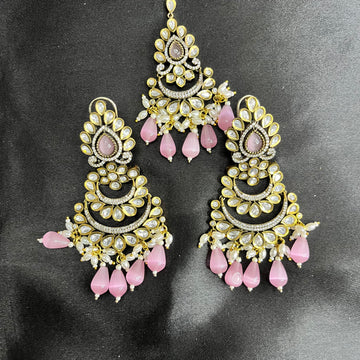 MOISSANITE CHANDBALI WITH MANGTIKKA