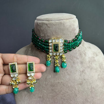 TYAANI INSPIRED KUNDAN CHOKER-EMERALD