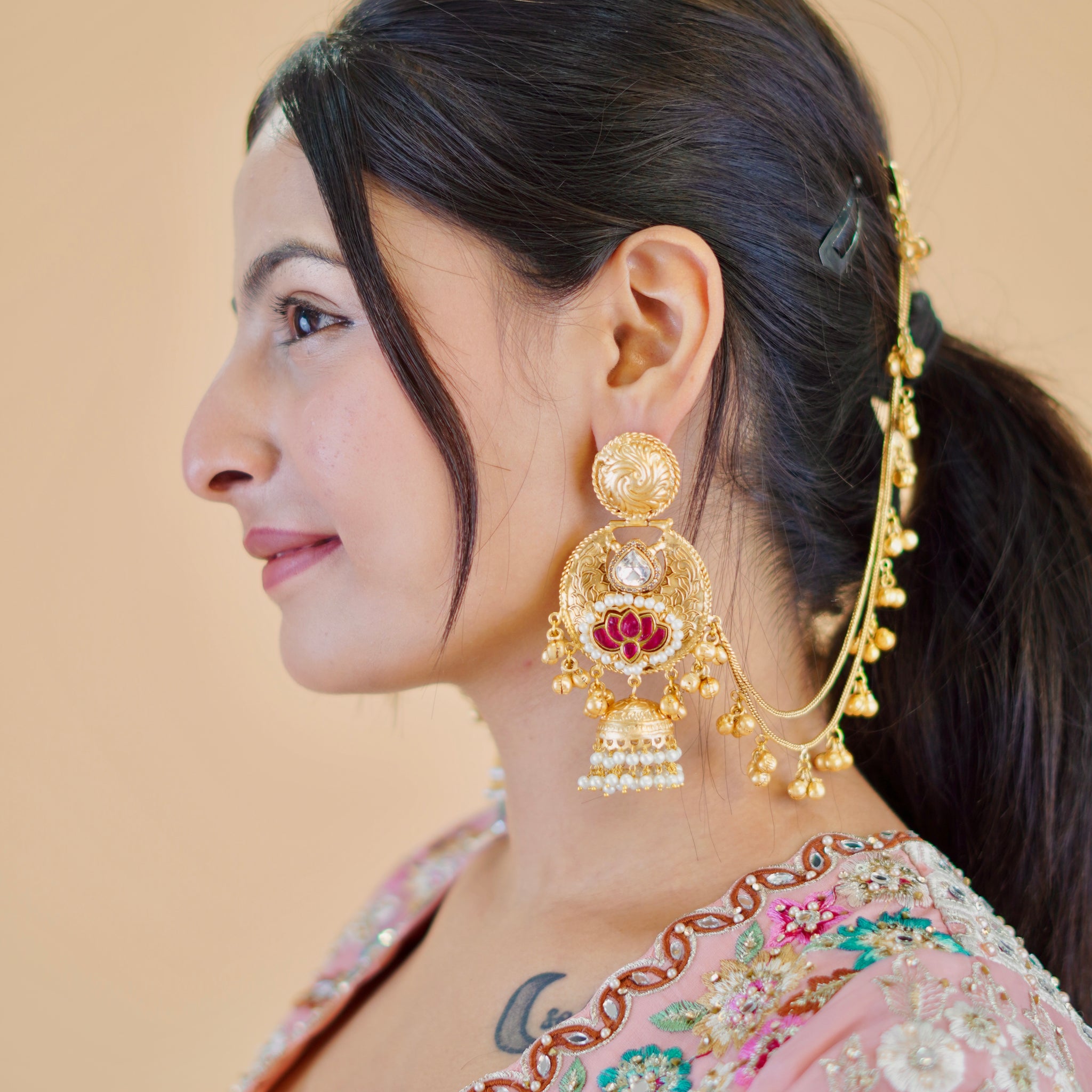 EISHA KASHMIRI KAANCHAIN EARRINGS